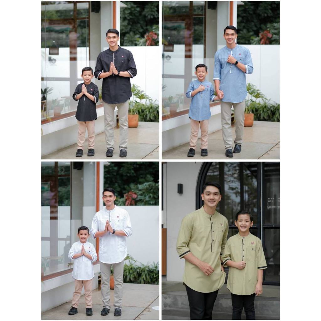 BAJU KOKO COUPLE AYAH ANAK MOTIF GARIS BAHAN TOYOBO - ATASAN KOKO
