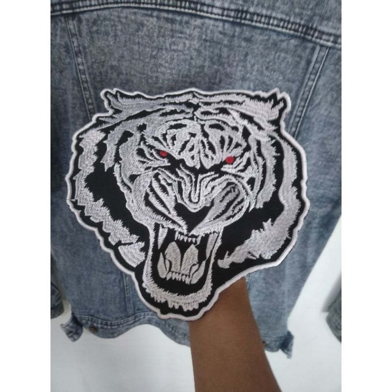 Bordir patch besar best premium bordiran kepala macan putih