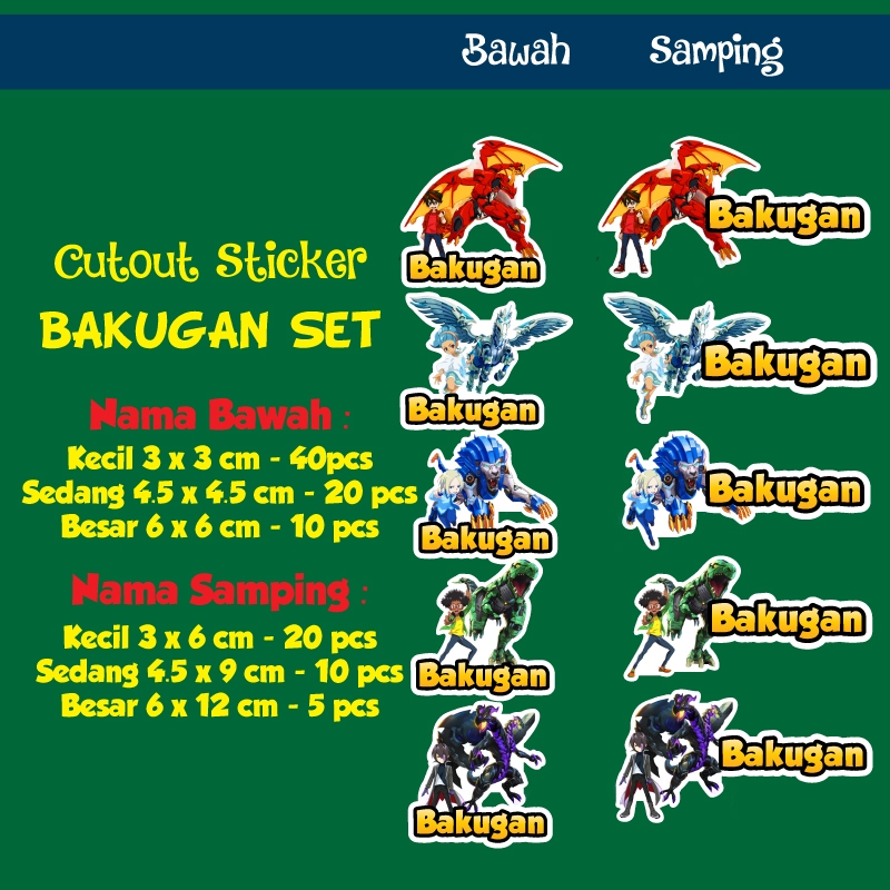 

sticker nama cutout bakugan