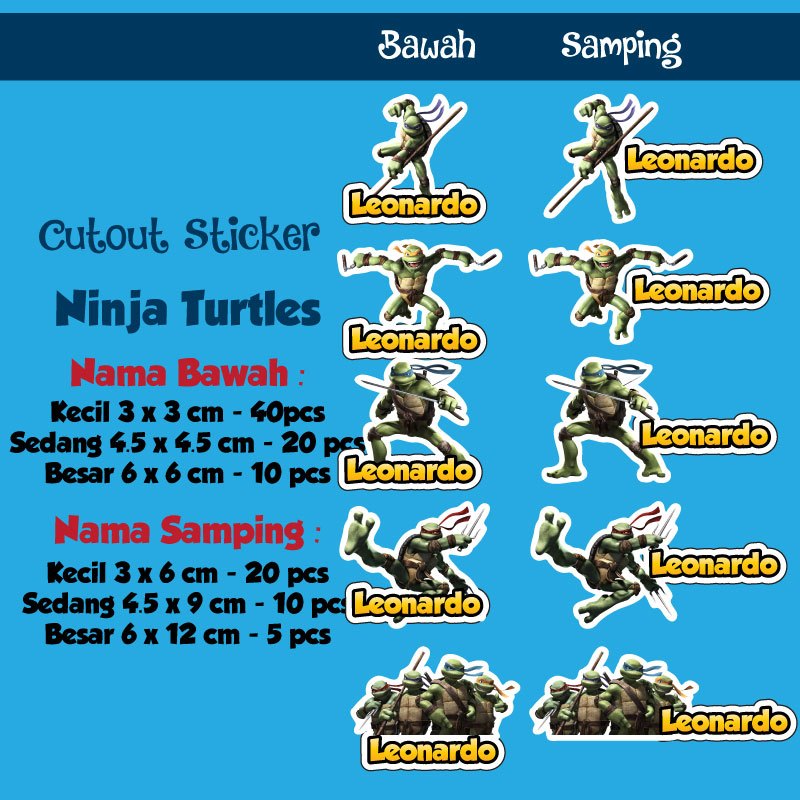 

sticker nama cutout ninja turtle kura kura ninja