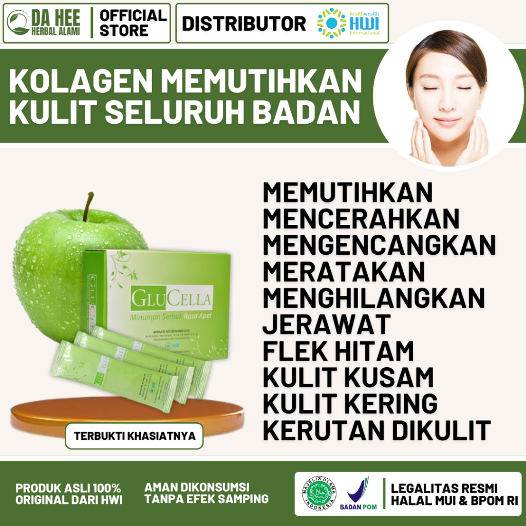 Glucella Hwi Original Minuman Collagen Kolagen Pemutih Seluru Badan Pemutih Badan Permanen Memutihka