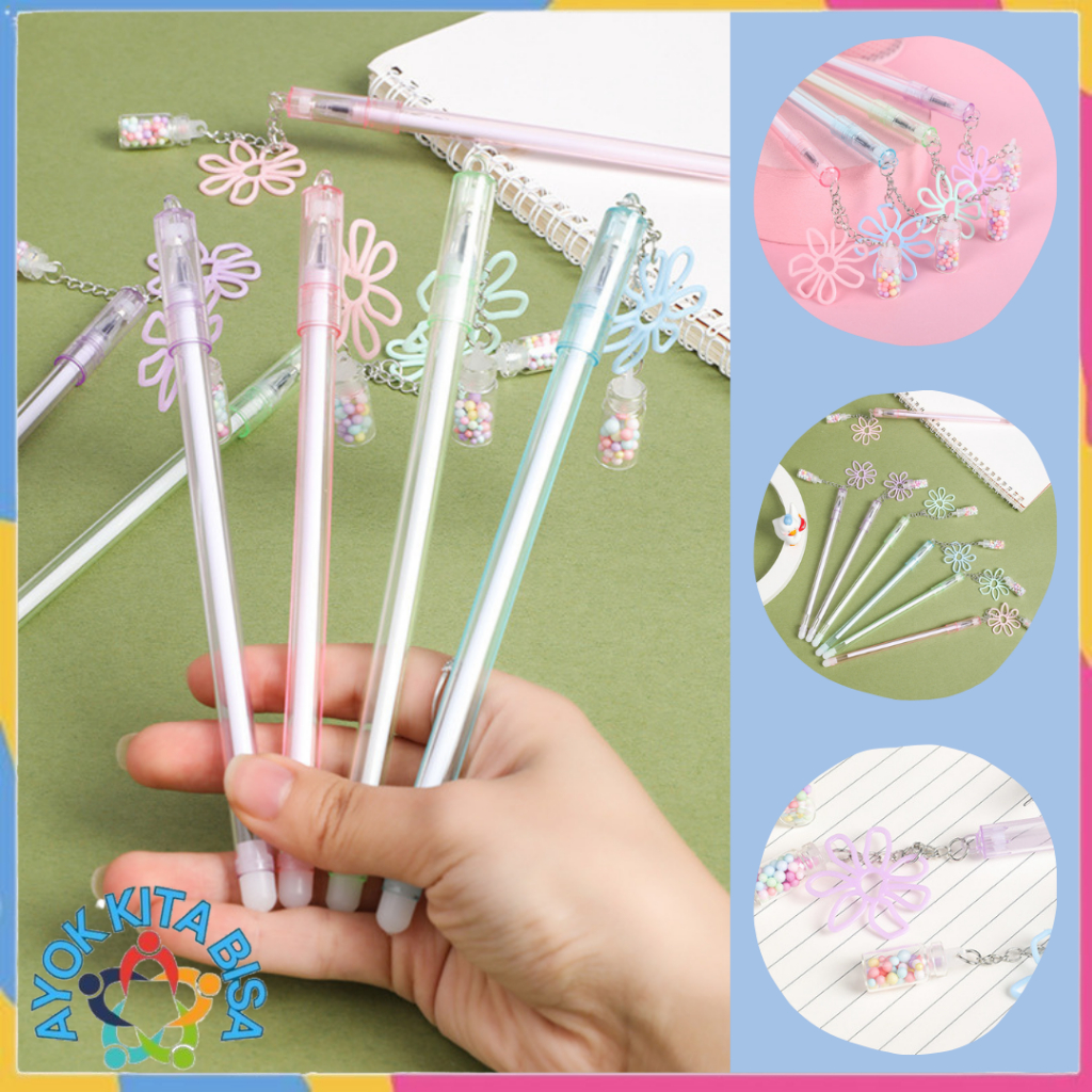 

AKB Pulpen Lucu Aesthetic Pena Gantungan Botol Bunga Fancy Pen Pena Gel Bolpen Unik warna pastel cute Bola Salju Warna Warni Alat Tulis Kantor