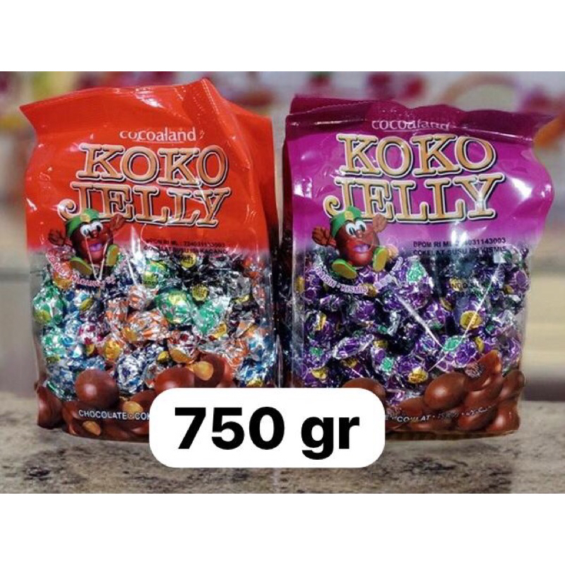 

koko jelly malaysia 750 gr isian coklat kacang dan coklat kismis