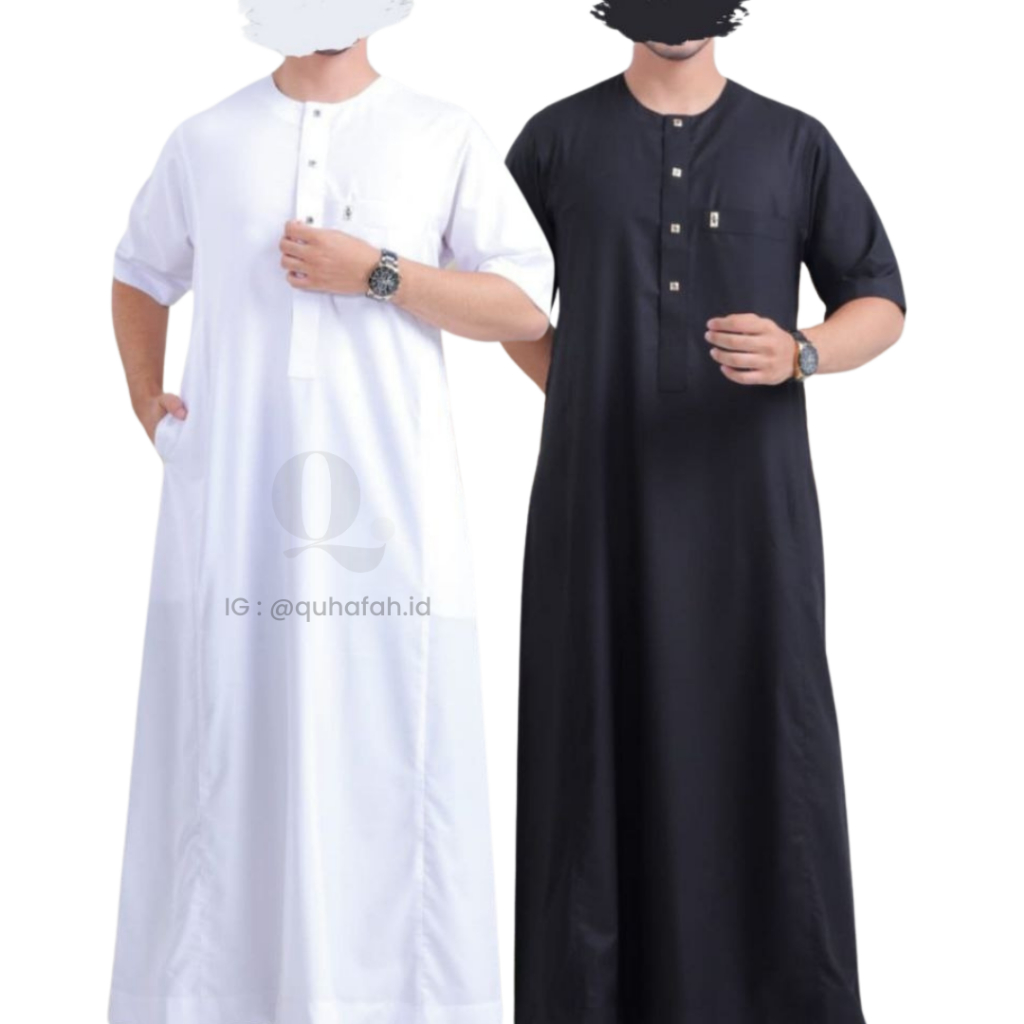 Quhafah - Jubah Al Raz Oblong An Nasa'i Bahan Katun Lengan Pendek