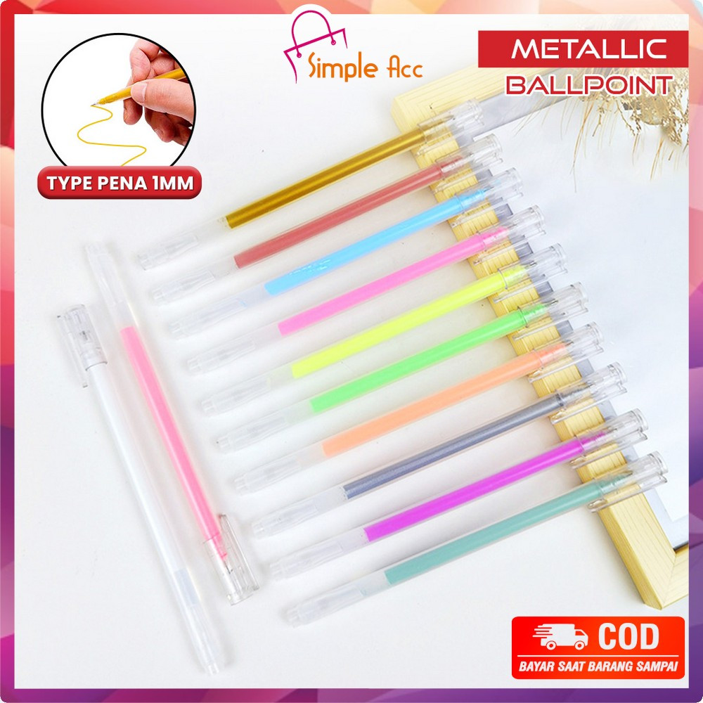 

DO-A85 Pulpen Gel Metalik Gold 1MM / Pulpen Warna Warni Gold Colour Gel Pen Gold / Metallic Ballpoint Craftwork Scrapbook Silver / Pena Tinta Warna Putih Gel Ink Import