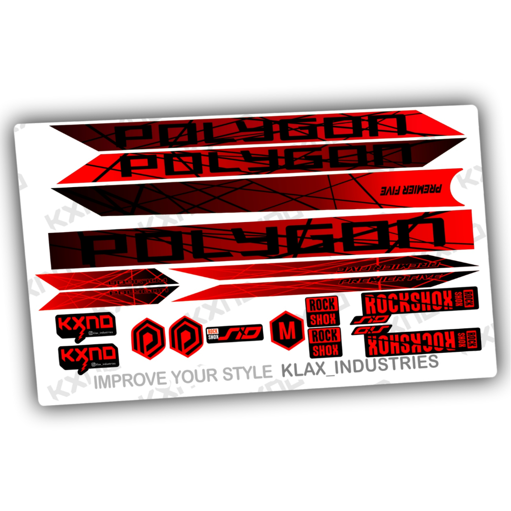 decal frame polygon premier custom klax industries stiker sepeda
