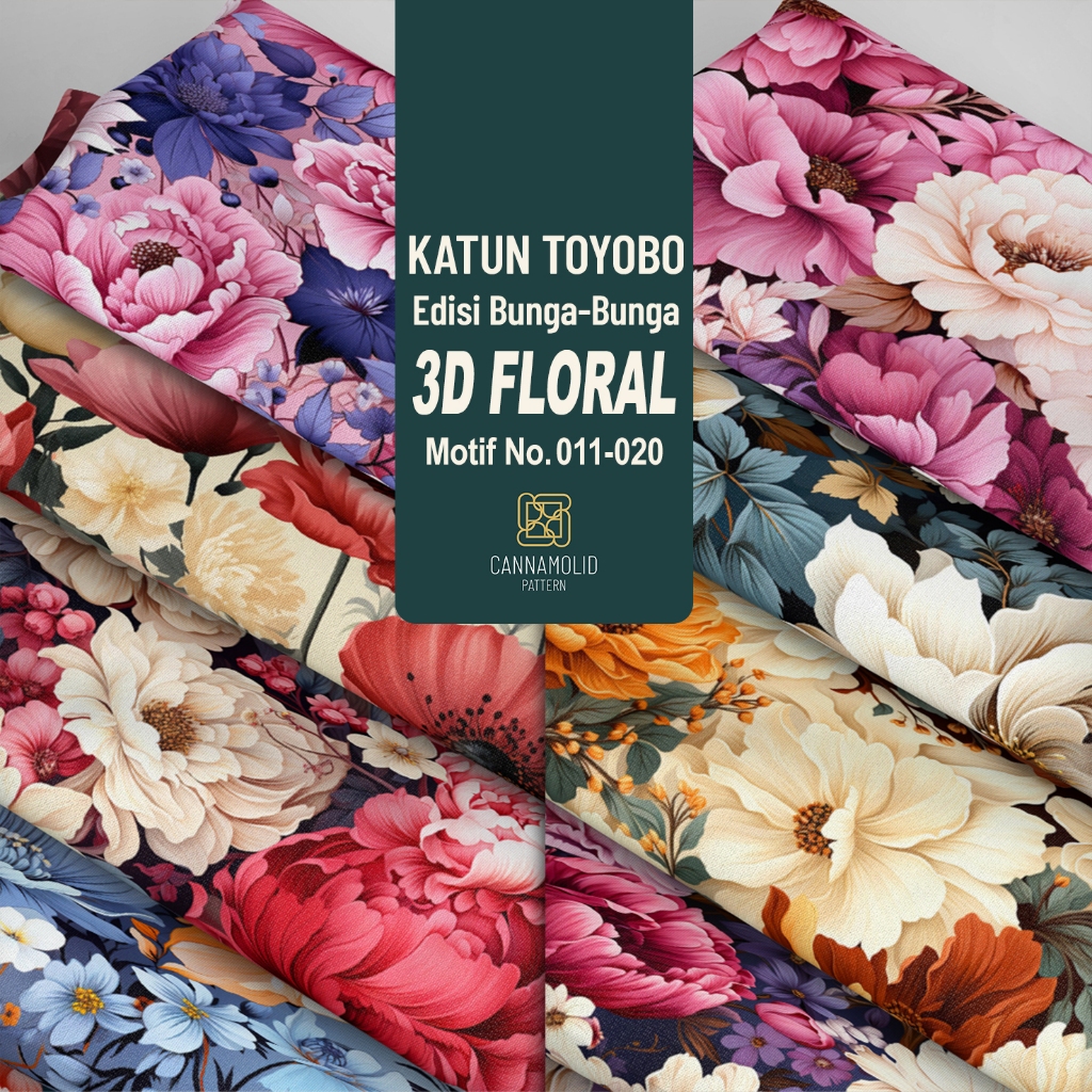 Kain Katun Toyobo Printing Motif BUNGA 3D Besar | Lebar 145cm | 3D FLORAL 11-20