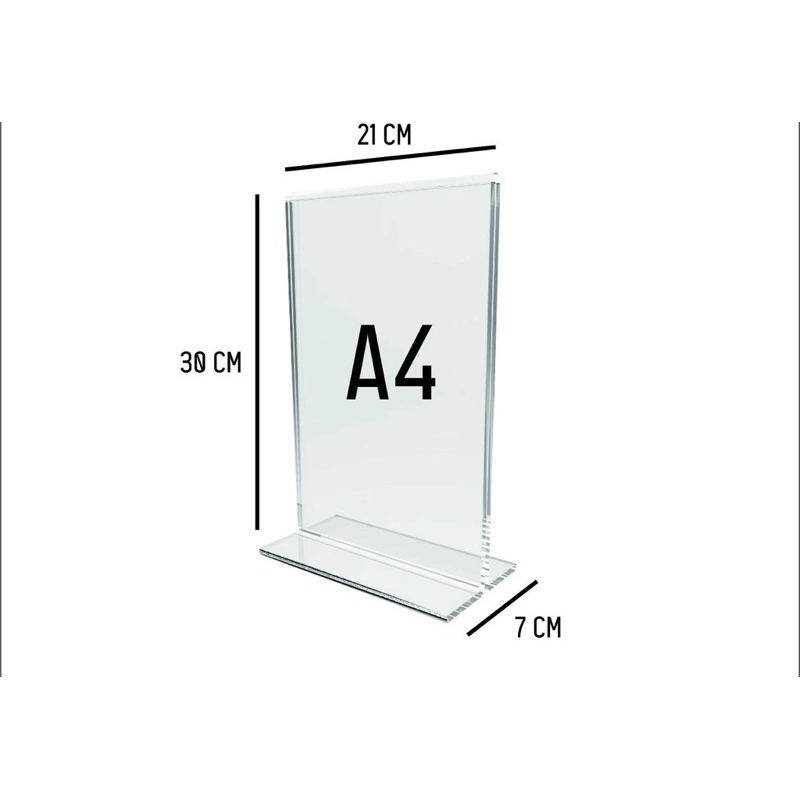 

Akrilik Tempat Brosur A4 / Acrylic Tent Card Holder Stand 2 sisi A4 Type T
