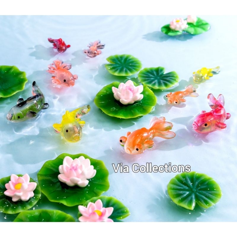 Figure SET / Miniatur/ Topping Cake Kolam Ikan dan Teratai
