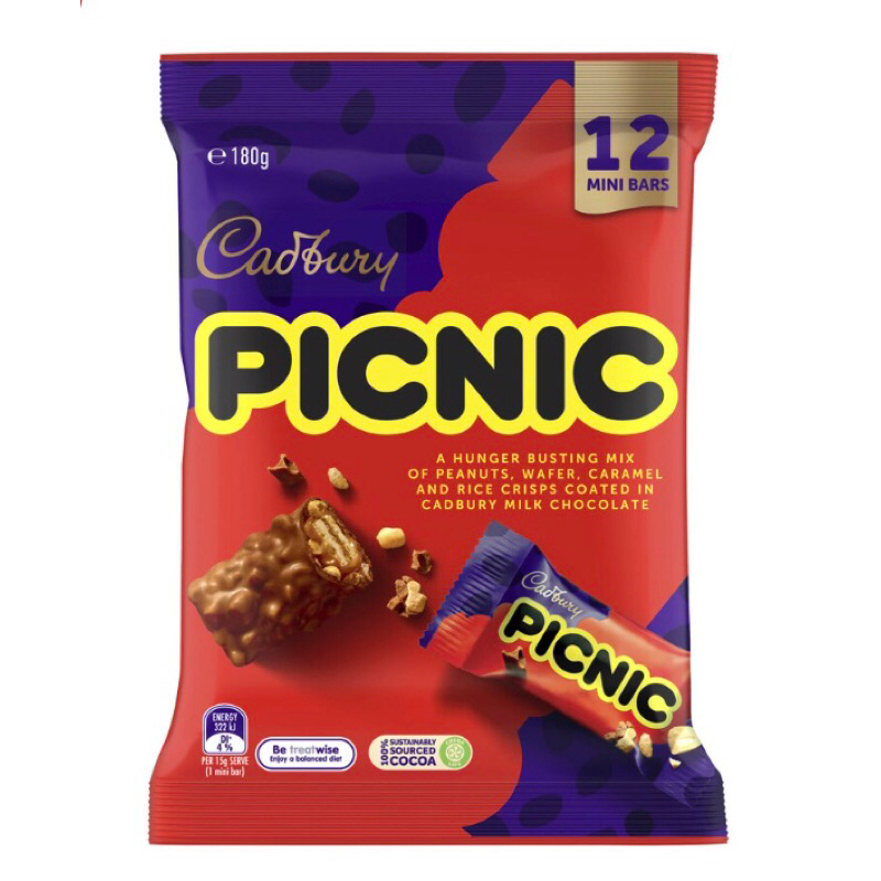 

Cadbury Picnic Chocolate Sharepack 12 Pack | 180g