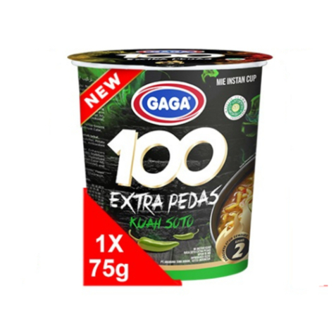 

GAGA 100 Cup Extra Pedas Kuah Soto Mie Cup GAGA Kuah Soto