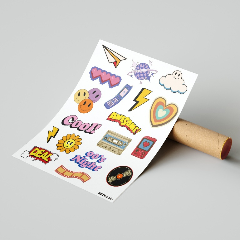

More.art - Retro sticker pack, sticker sheet aeshtetic untuk dekorasi scrapbook, journaling