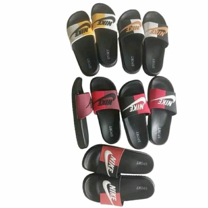 Sandal_Smd Sendal Cowok Dewasa Selop Pria Slop Slipon Nike Font Timbul Karet Ringan
