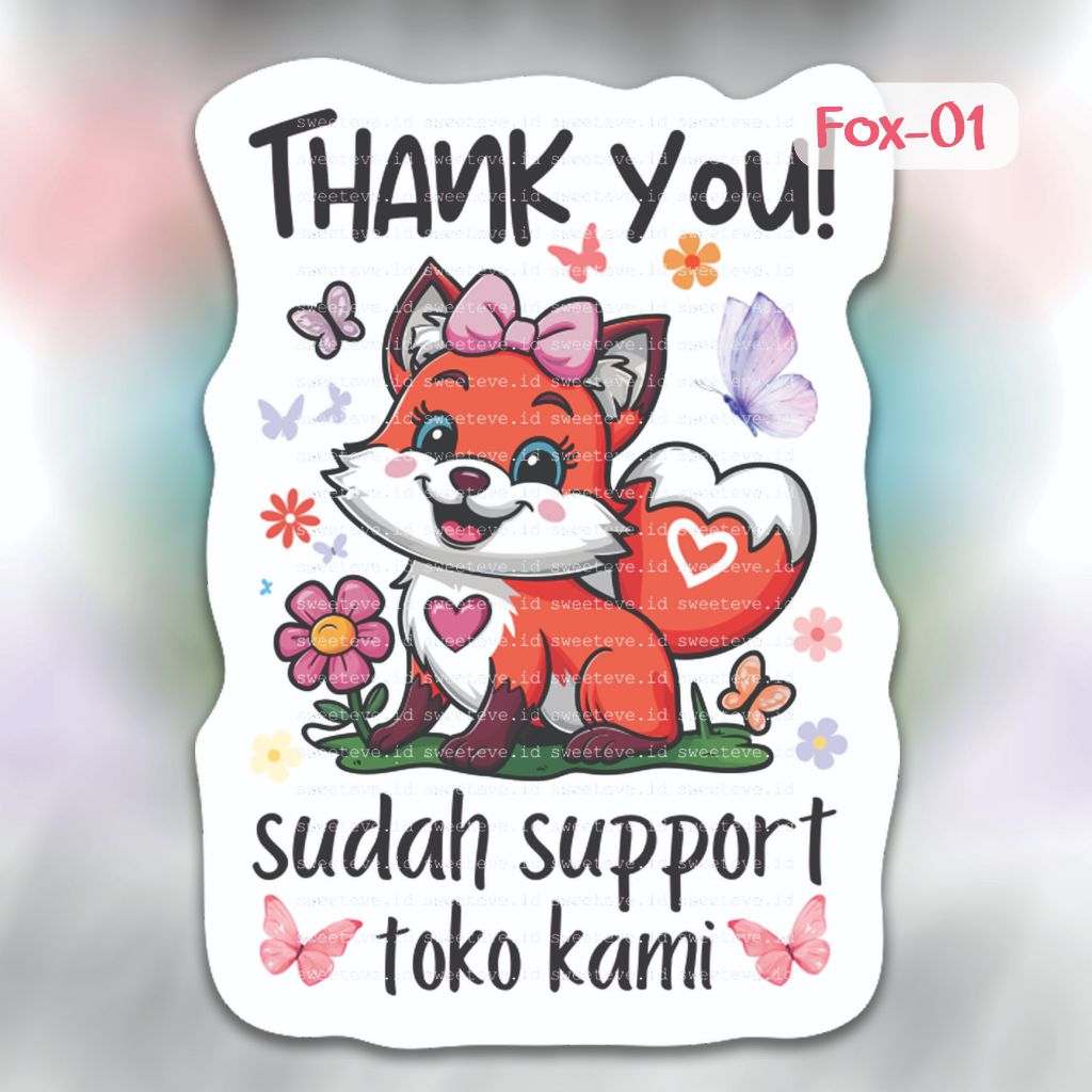 

Sticker Thank You olshop, Thanks Stiker Online Shop Cute, Stiker Chromo Terimakasih Online Shop NO CUSTOM & CUSTOM (Harga untuk 1 set) - Fox-01