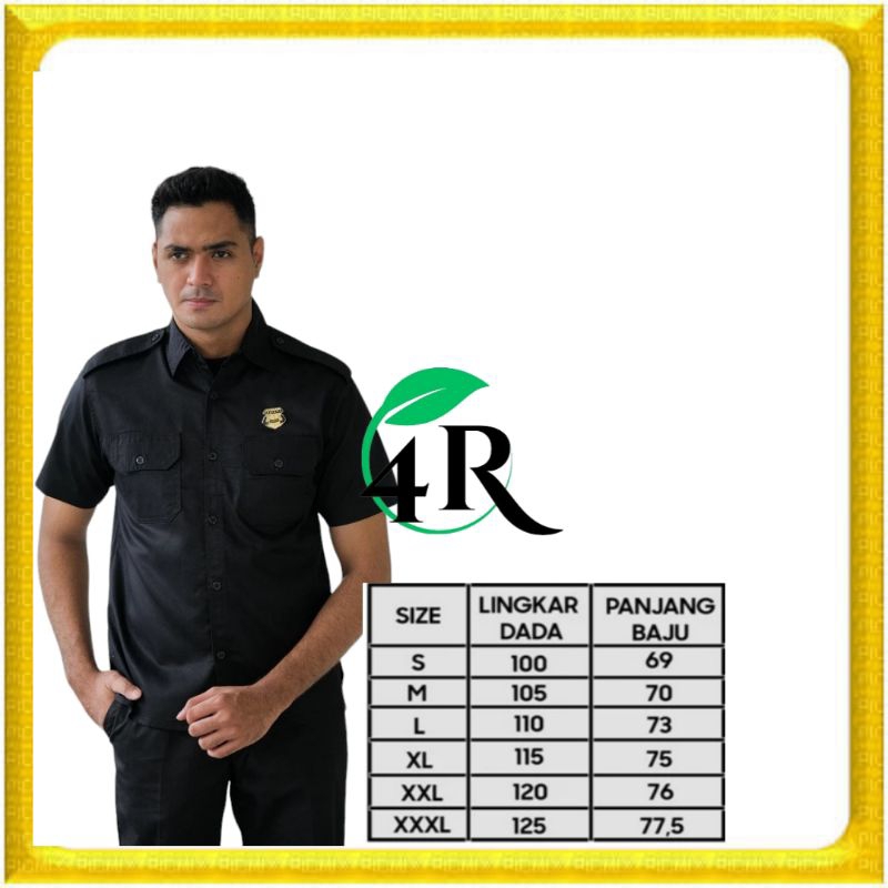 Seragam safari Baju safari  hitam Setelan safari security safari satpam Safari Lengan pendek