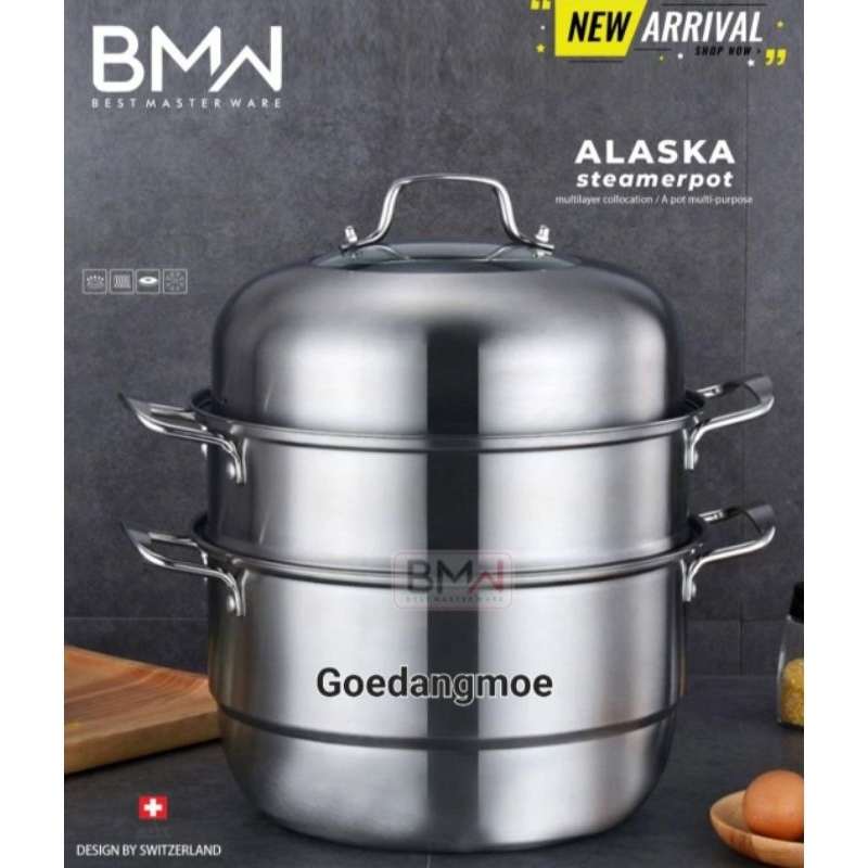 Panci kukus steamer 3 susun Dandang BMW Alaska steamer pot s/s 28cm