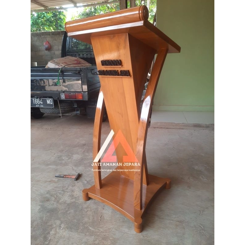 podium minimalis, mimbar podium minimalis lengkung, podium pidato terbaru