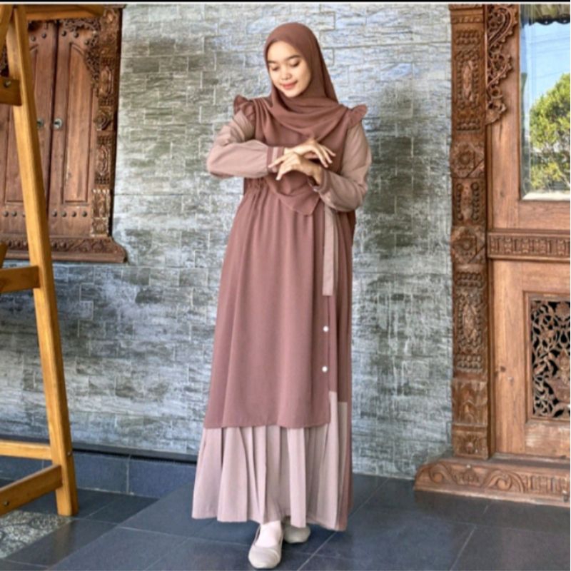dress gamis AYANA  kombinasi