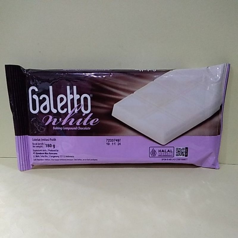 

GALETTO 180 GR WHITE BAKING COMPOUND CHOCOLATE ( UNGU )