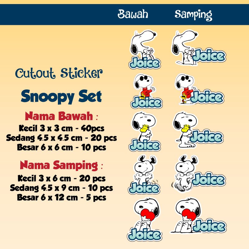 

sticker nama cutout snoopy