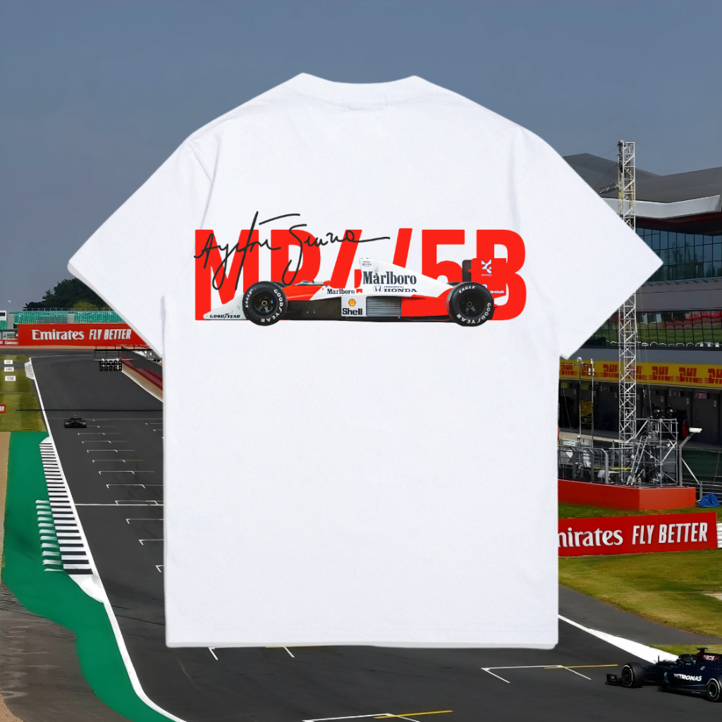 McLaren MP4/5B Ayrton senna F1 Tshirt Broken White 24s