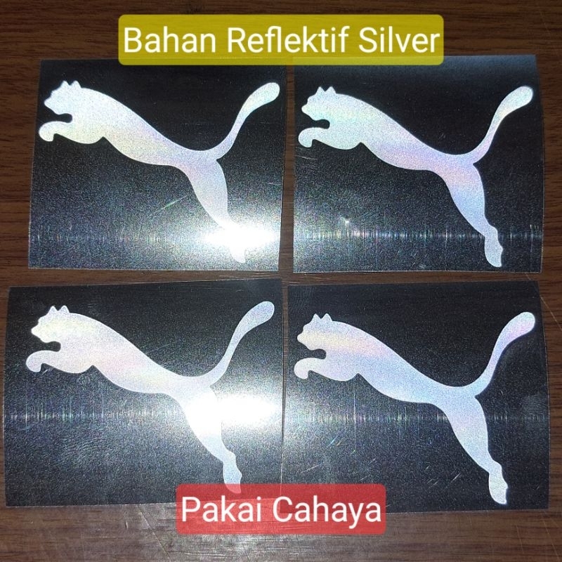 Sablon Sticker Logo Patch Logo Puma Bahan Reflektif Silver Lebar 5 cm | HARGA PAKET