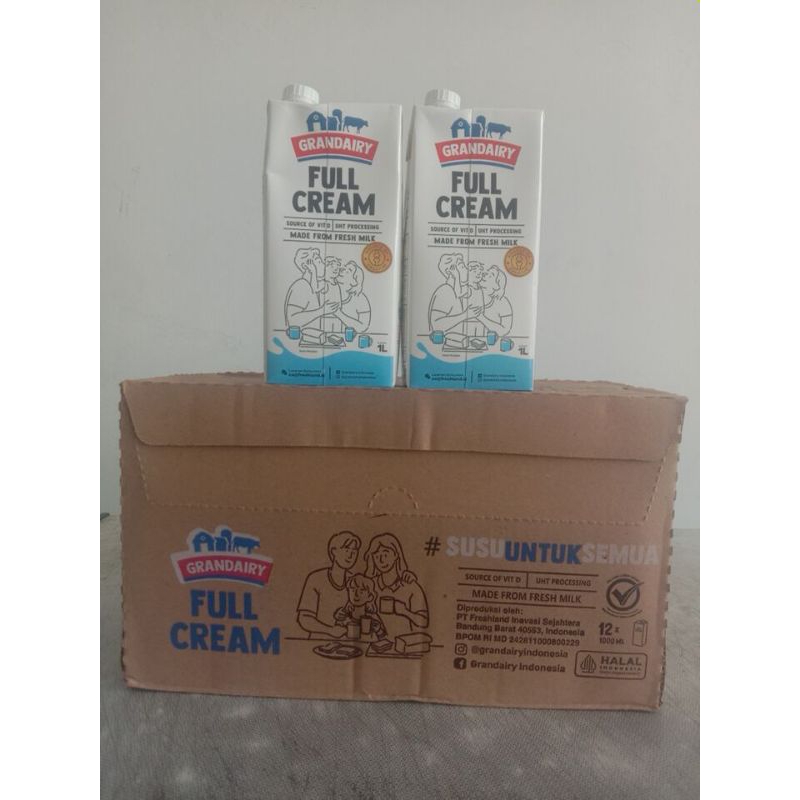 

susu uht grandairy full cream 1 karton isi 12 liter