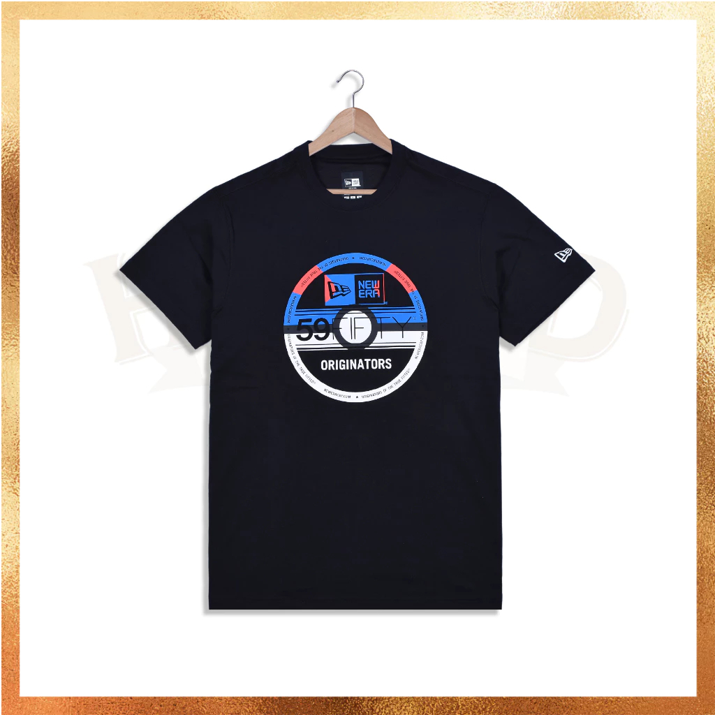 READY STOCK Kaos Pria New Era Anime Pokemon Pokeball Blue Black Tee 100% Original