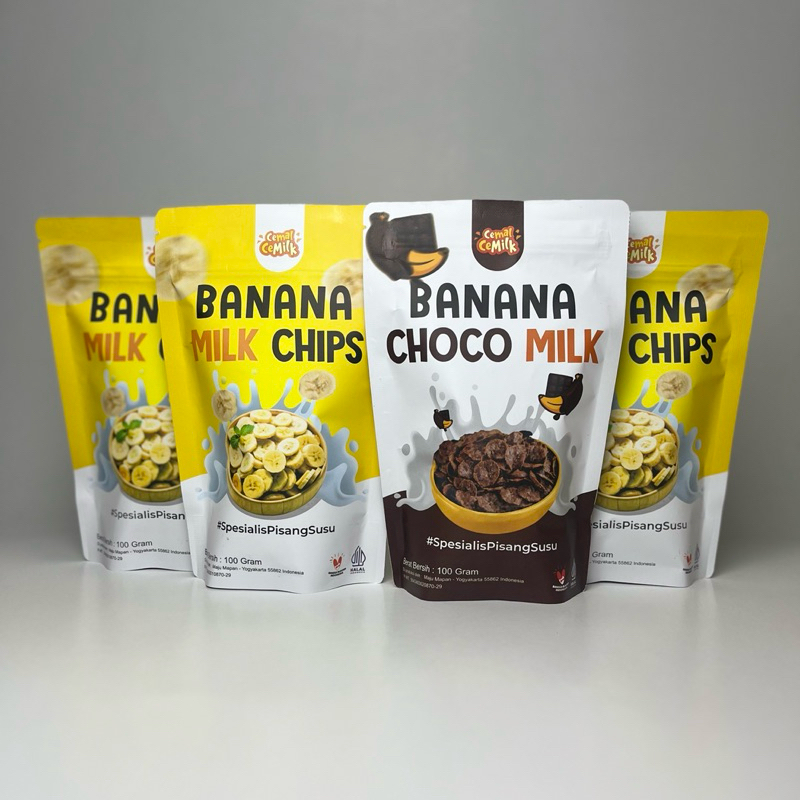 

CemalCemilk Keripik Pisang Banana Chips Milk and Choco Paket 4 Pcs Spesialis Susu Pasteurisasi
