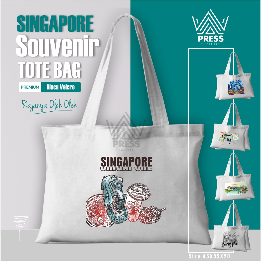 Souvenir Tas Totebag oleh oleh khas Singapore singapura sg banyak varian gambar premium gift murah