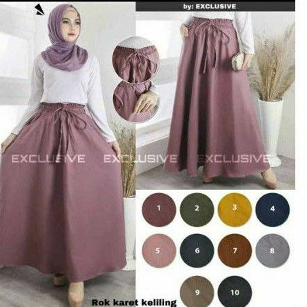 Rok Wanita Katun Bangkok Super Lebar - Rok Umbrella Exclusive Tali Serut