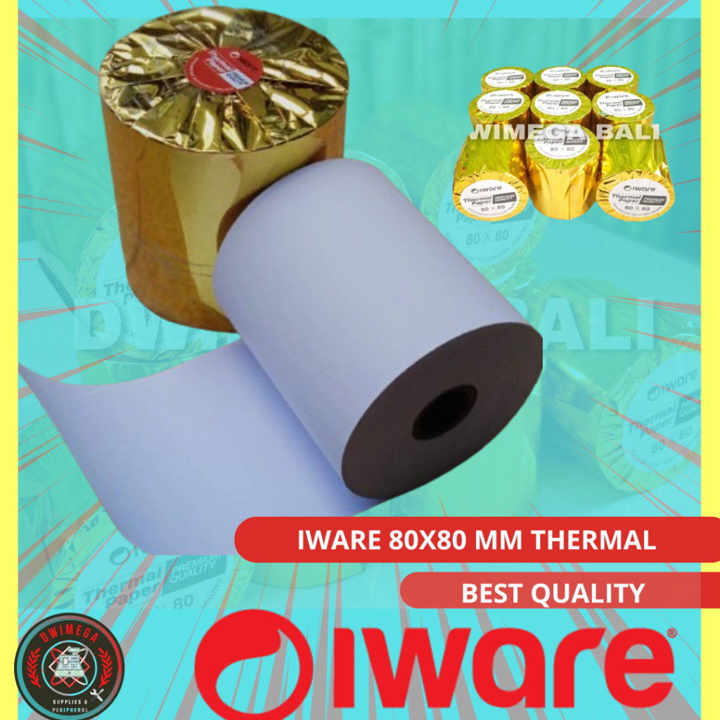

KERTAS THERMAL IWARE 80 X 80 / KERTAS STRUK KASIR MURAH/1 ROLL
