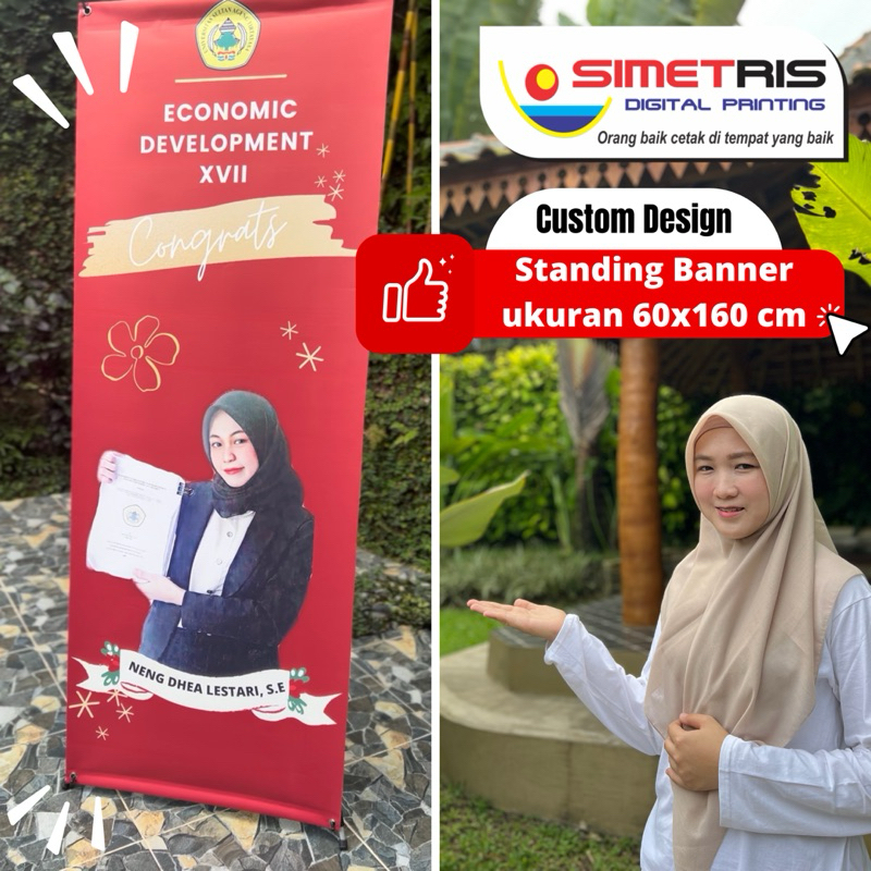 X banner / Y Banner / wedding banner + kakinya ukuran 60x160 cm