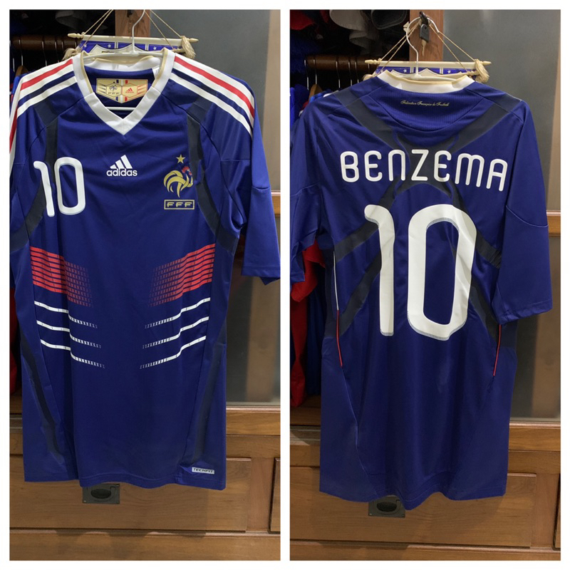 Jersey Baju Bola France Perancis Home 2010 Techfit BENZEMA Original Vintage Size L
