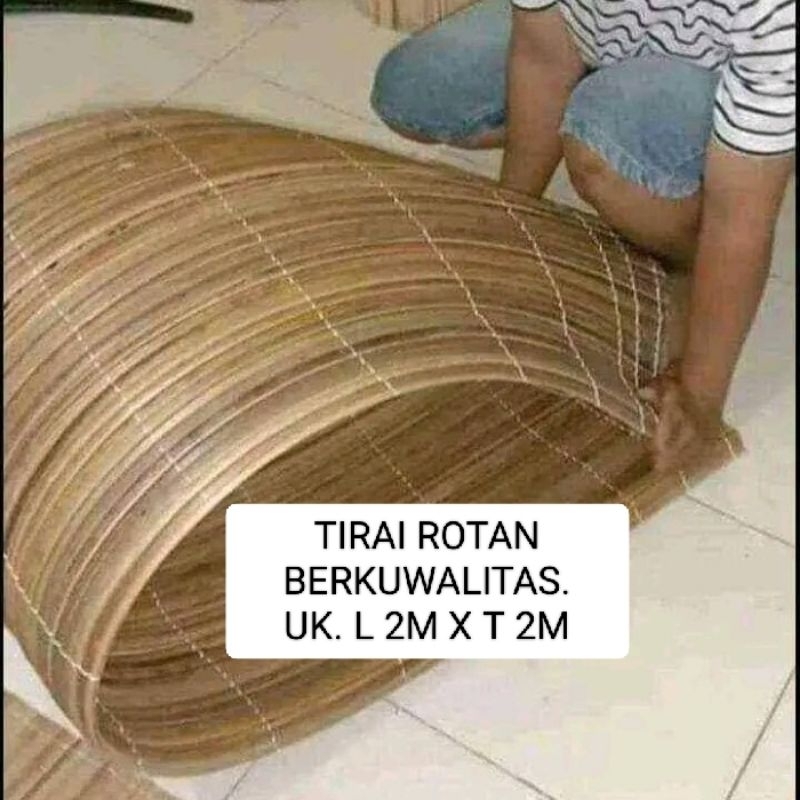 Tirai krey outdoor ROTAN size 2m x 2m plus tali penggulung