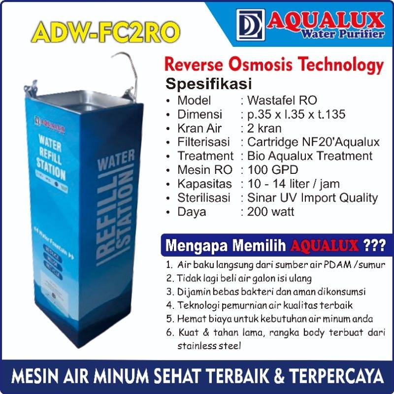 FC2RO - Dispenser Air Minum RO Reverse Osmosis Aqualux | Mesin Air Minum Sehat | Aqualux Water Purif