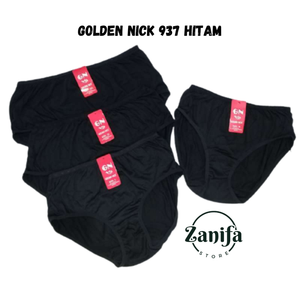 (isi 6 pcs) Celana Dalam Wanita Bahan Katun Golden Nick 937 khusus warna hitam