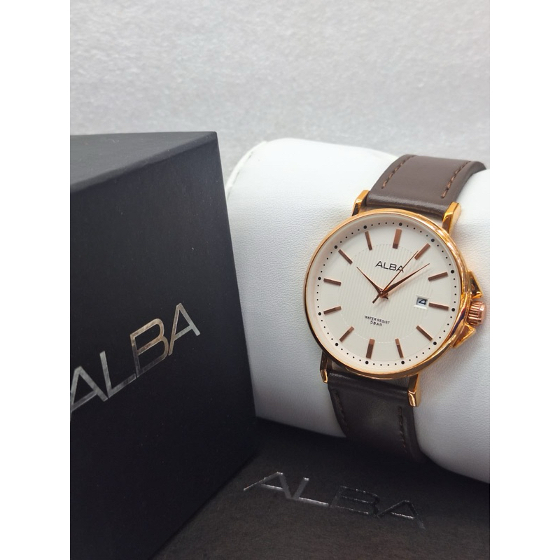 Jam Tangan Pria / Cowok Alba 8716M Tangal Aktif Tali Kulit Free Box Alba