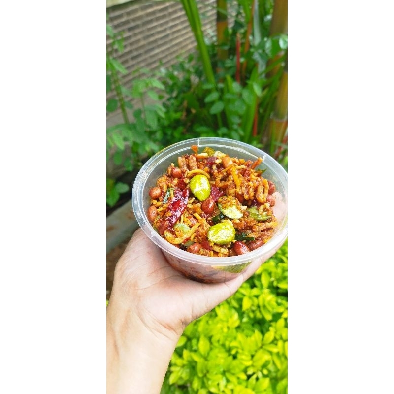 

Teri Kacang Tempe (Ekstra Pete) Pedas Cup 300ml Berat +/-300gram