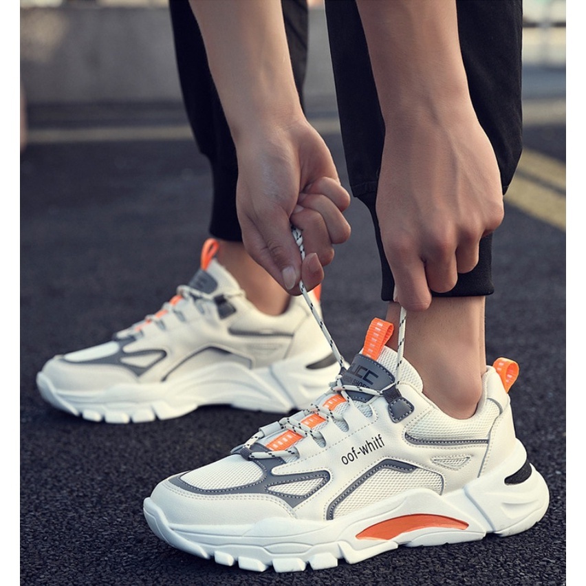 Sneakers Putih Cream Import Pria cowok kasual keren spatu Kekinian Sepatu Trend Korea coclo