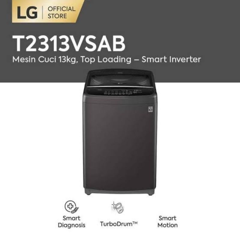 LG T2313VSAB 13 KG Mesin Cuci 1 Pintu Atas Inverter T2313 SOFT CLOSE