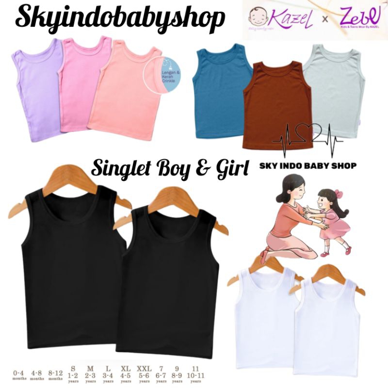 Kazel Zebe | Baju Singlet | Kaos Dalam | Pakaian Dalam | Baju Kutung | Singlet Boy , Girl , Putih , 
