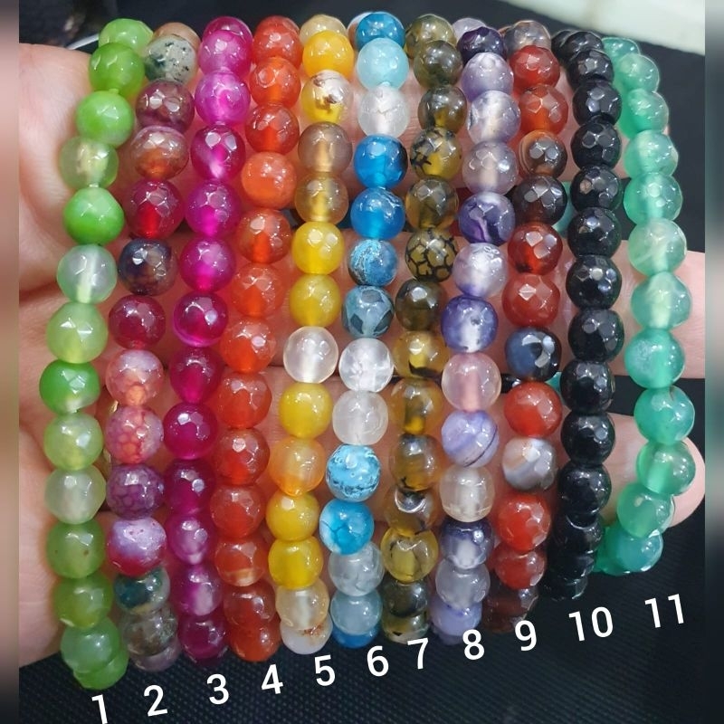 Gelang batu agate cutting 6mm