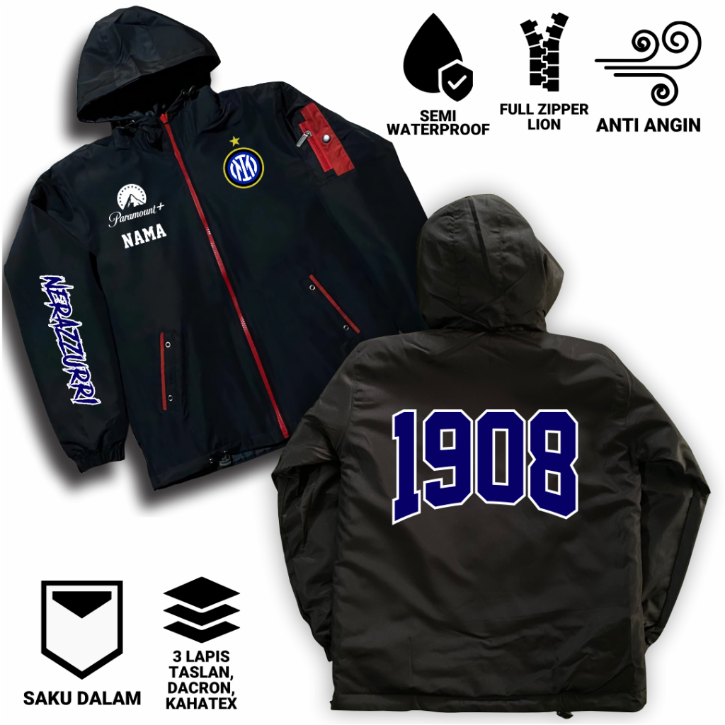 Jaket Anak Bola Inter Milan Nerrazzuri Parasut Semi WF