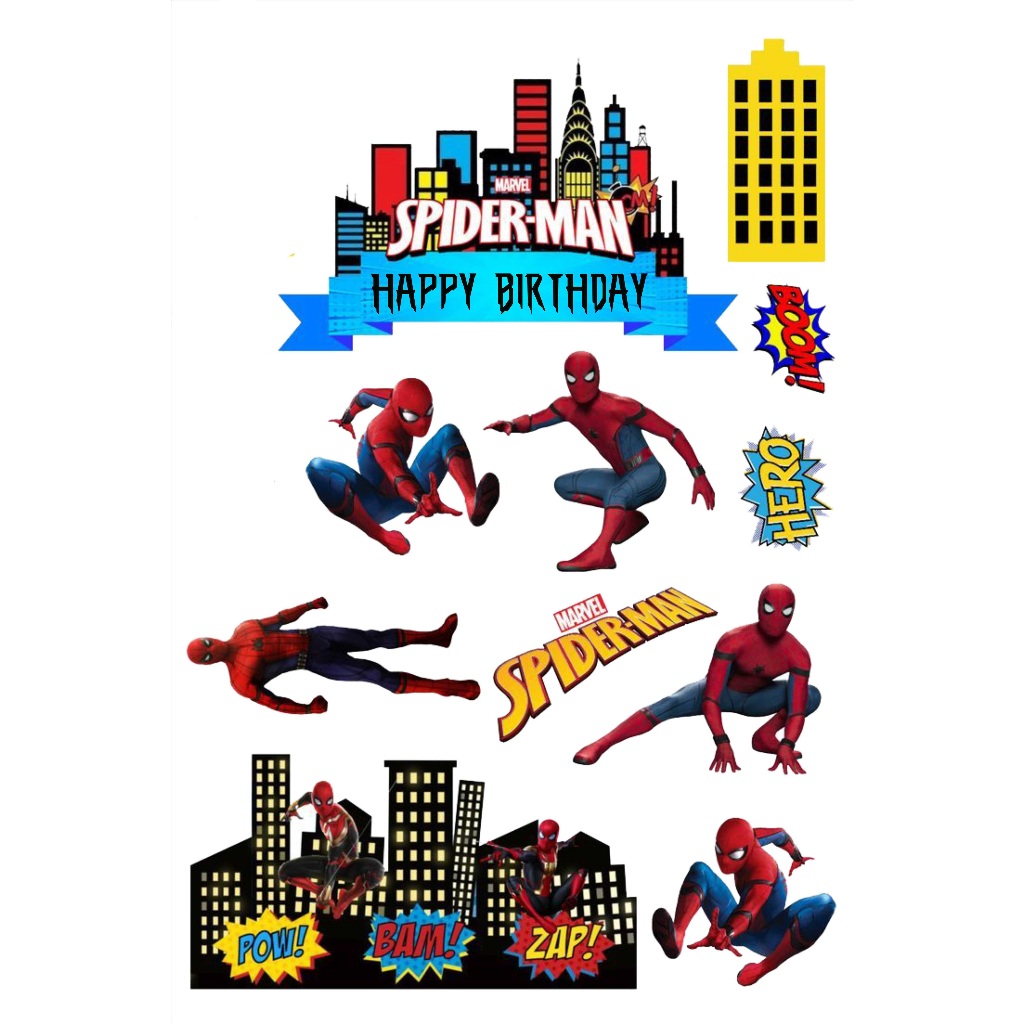 TOPPER CAKE ULANG TAHUN / HIASAN KUE CUSTOM KUE ULANG TAHUN SPIDERMAN