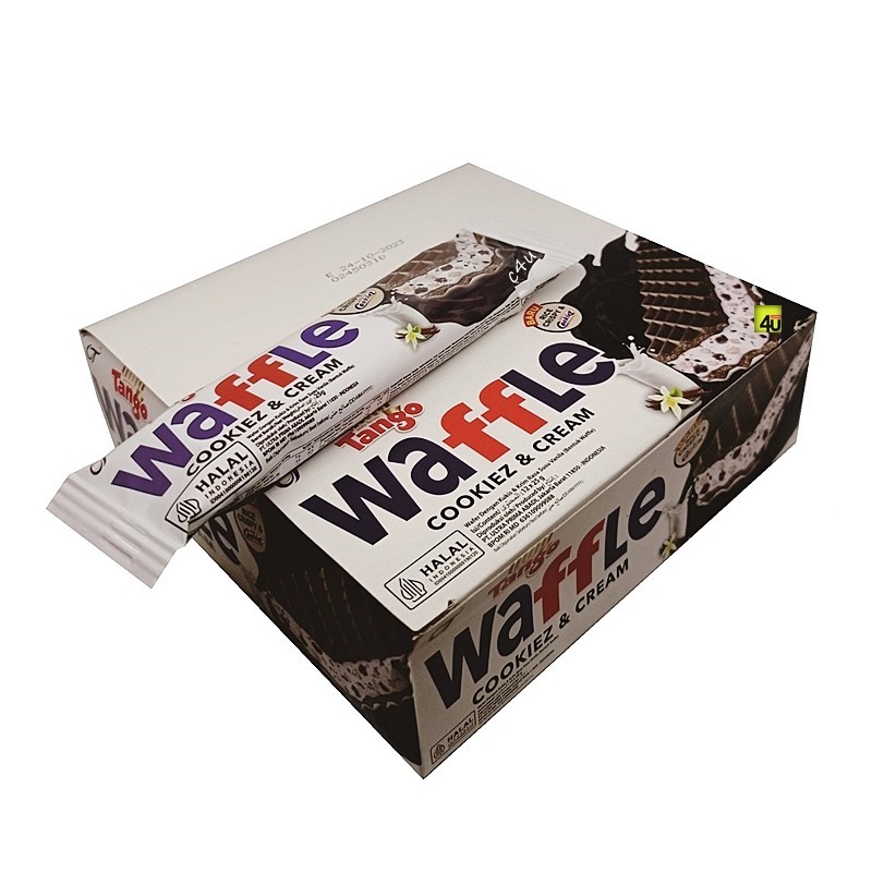 

Waffle tango wafer rice crispy cookiez & cream box isi 12