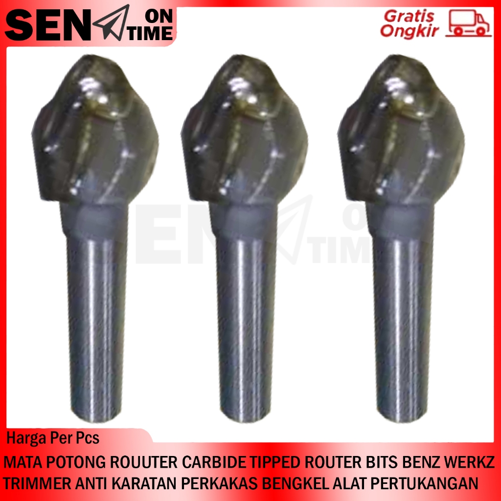 MATA POTONG ROUUTER CARBIDE TIPPED ROUTER BITS BENZ WERKZ PROFIL KAYU TEKUK ACP 201-021 12MM PERKAKA