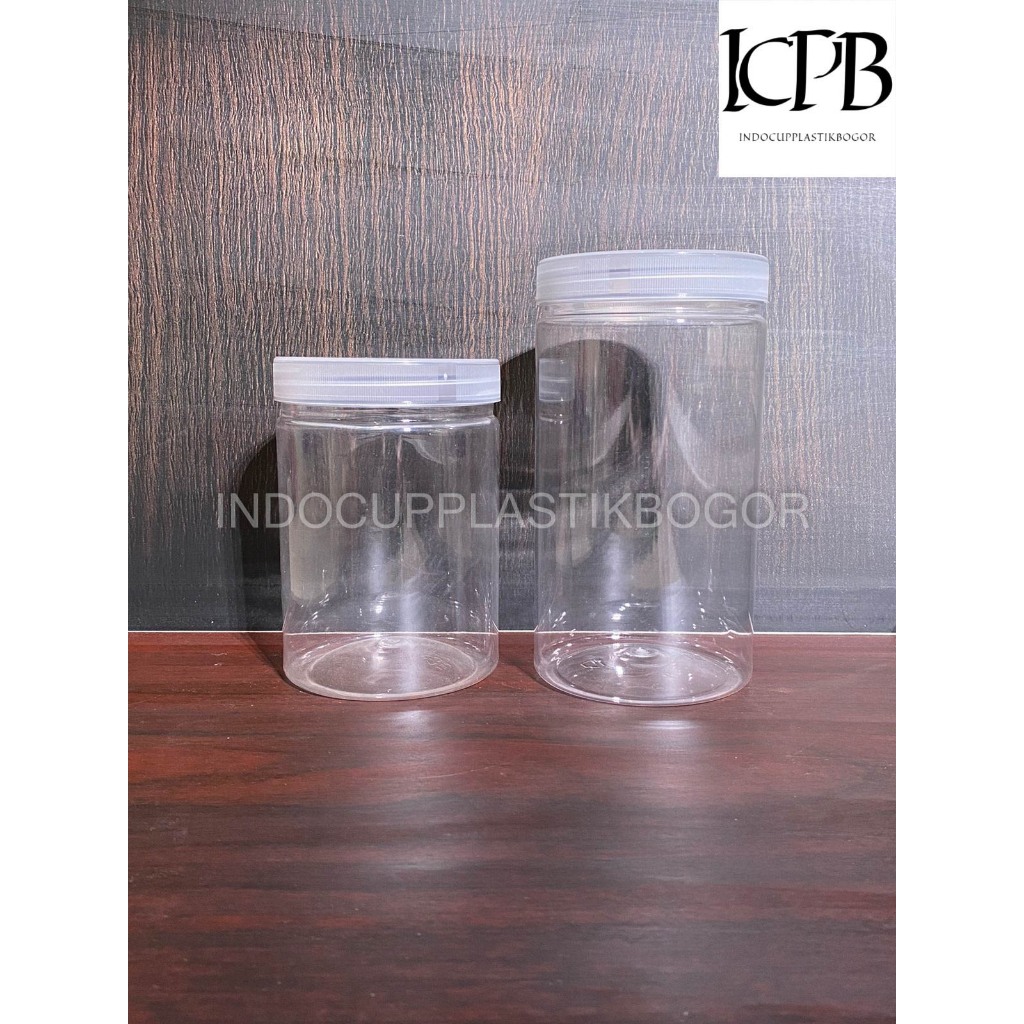 Toples Tabung / Toples Jar Plastik / Toples Snack Kue 600 ml, 800 ml, 1 liter dan 1,3 Liter + Tutup