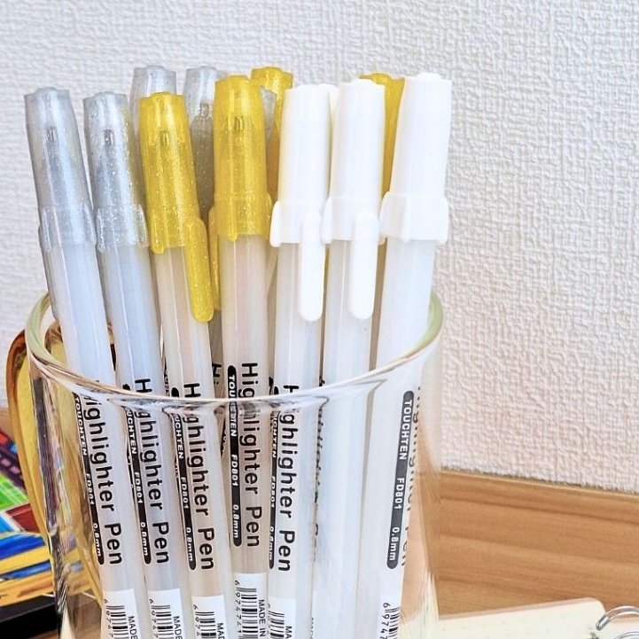 

Highlight PEN GEL White Silver Gold / Pulpen GEL Putih silver GOLD 0.8 mm