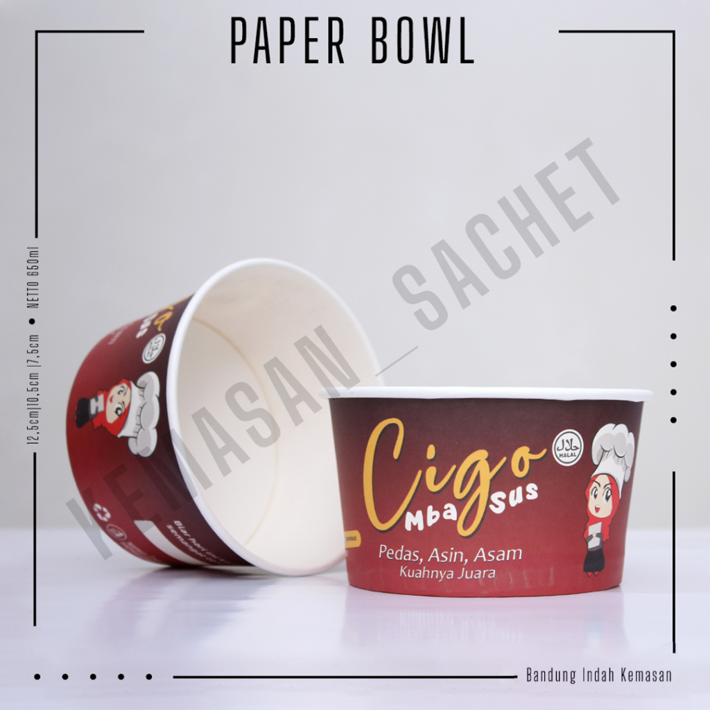 Cetak Kemasan Paper Bowl Full Print Ukuran 650ml